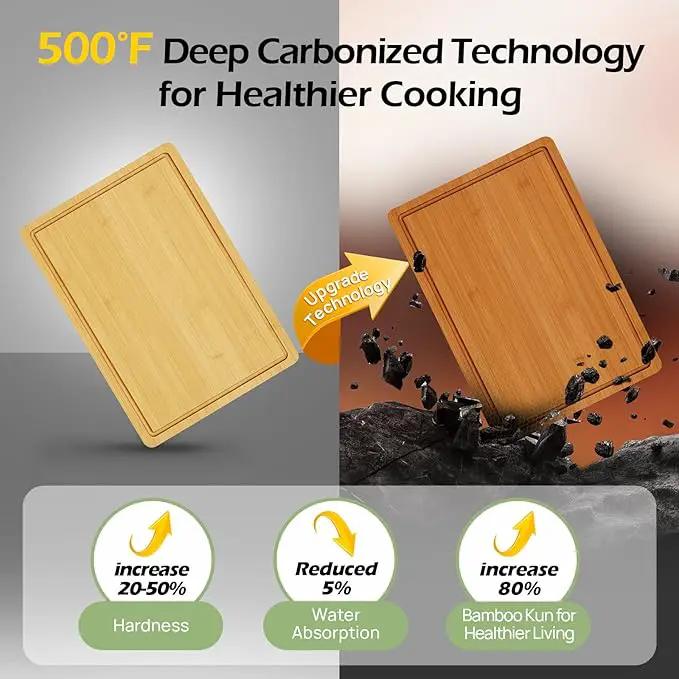 Extra Large Bamboo Cutting Board for Kitchen - 18 Inch Wood XL Cutting Boards with Juice Groove and Handles, Wooden Chopping Board for Meat, Cheese, Fruit & Vegetables (Pre Oiled, Brown) by GreenHaven Gardens