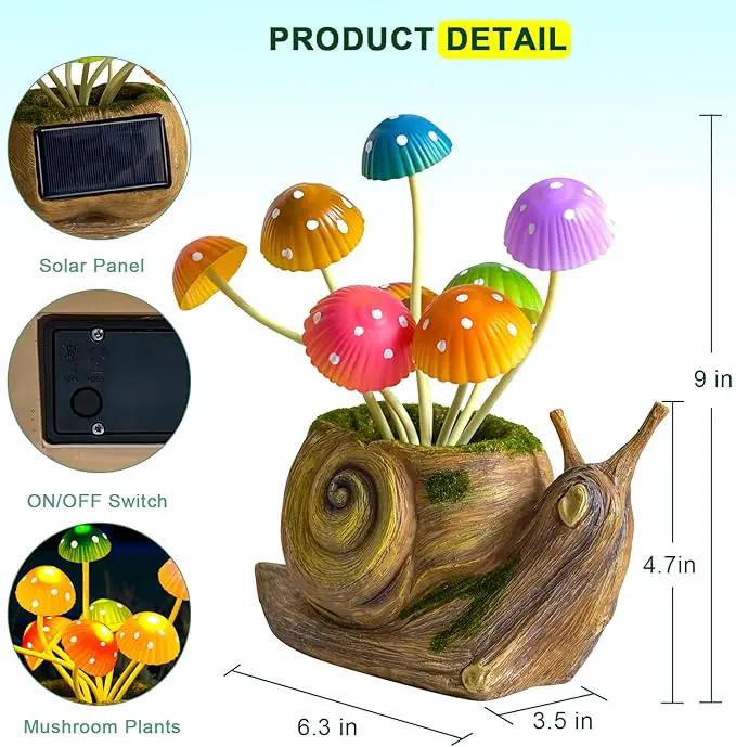 Solar Lights Outdoor Garden Statue,Cute Snails Figurines with Mushroom LED Solar Lights Fairy Garden Accessories,Birthday Gifts for Women Mom Gardening for Patio,Yard Art,Lawn Ornament,Porch,Backyard by GreenHaven Gardens