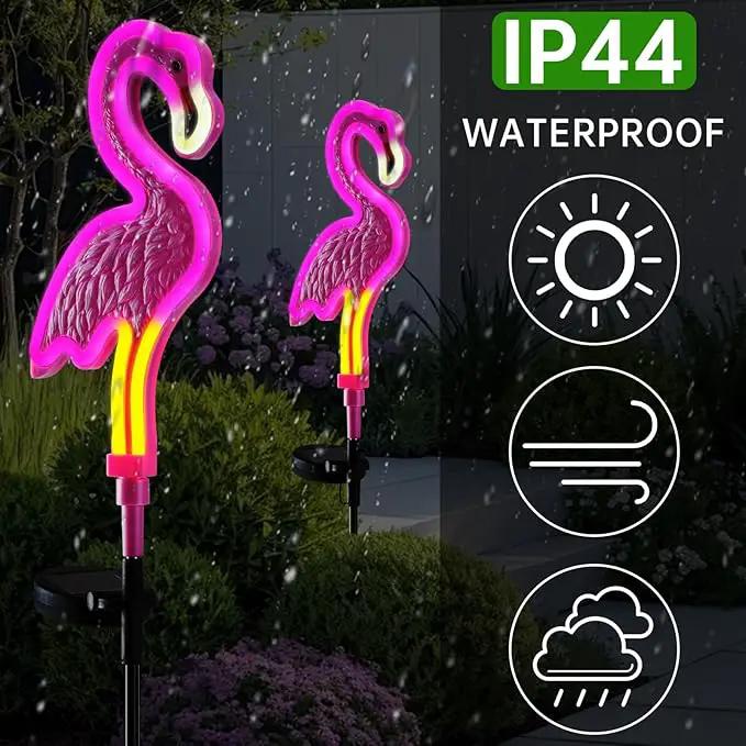 Solar Flamingo Garden Light 2Pack,Solar Outdoor Garden Decoration,Pink Neon Flamingo Solar Lights,Christmas Outdoor Decoration,Waterproof Garden Outdo (2pcs - Neon Flamingo) by GreenHaven Gardens