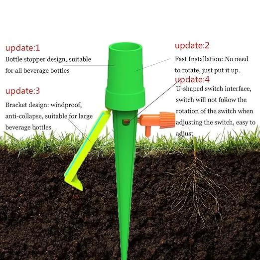 Upgrade Plant Self Watering Spikes Devices, Automatic Watering System with Slow Release Control Valve Switch, Plant Drip Irrigation System for Outdoor & Indoor Plants (12 PCS, Green+Orange) by GreenHaven Gardens
