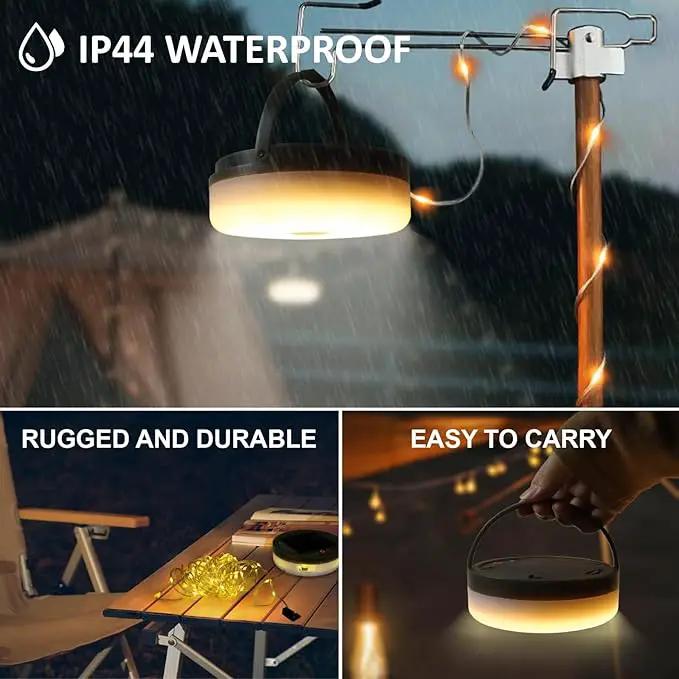 Solar Camping String Lights, 39.4FT Portable Waterproof Camping Light with 8 Lighting Modes, Solar Powered and USB Rechargeable Tent Lantern with Remote Control for Camping, Yard, Garden and Hiking by GreenHaven Gardens