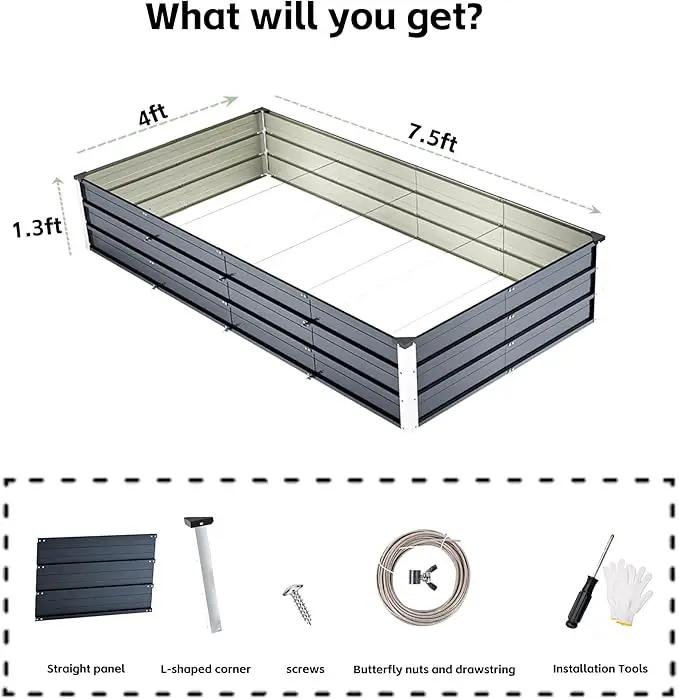 Galvanized Raised Garden Bed 7.5x4x1.3ft, 5 in 1 Durable Variable Planter Boxes Outdoor, Rust-Proof Metal Elevated Raised Beds for Gardening for Vegetables, Fruits, Flowers & Herbs by GreenHaven Gardens