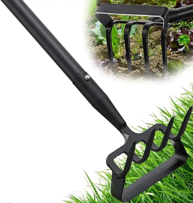 Upgraded Hula Hoe and Garden Hoe, Stirrup Hoe with Adjustable Handle for Weeding Digger loosening Soil Metal Garden Cultivator Hula Hoe with Rake Tiller Cultivator (30-62 Inch) by GreenHaven Gardens