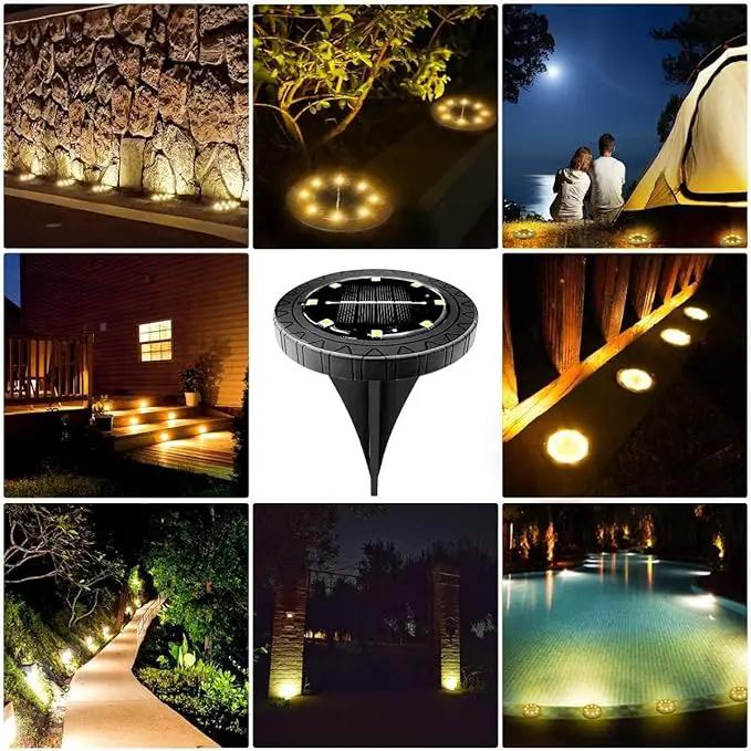 Solar Powered Ground lights 12 Pack,Waterproof LED Solar Lights Outdoor Solar Disk Lights Decorative,Solar Garden Lights for Landscape Pathway Patio Yard Walkway Path Lawn Driveway Lighting Warm White by GreenHaven Gardens
