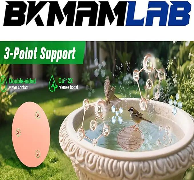 1-Pack 99.99% Pure Copper Bird Bath Purification Disk,Copper Disc with Stable Triple-Point Support,Fits All Outdoor Bird Baths(Round) by GreenHaven Gardens