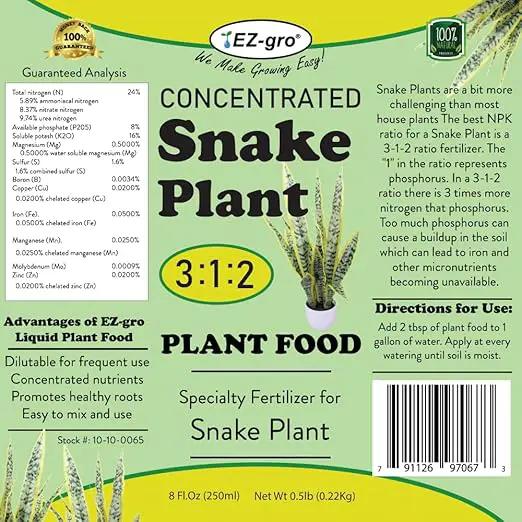 EZ-GRO Professional Liquid Snake Plant Fertilizer - 8 oz | 3:1:2 Concentrated Nutrient for Indoor Plant Food, Liquid Fertilizers for Houseplants | Houseplant Fertilizer to Boost Root Health by GreenHaven Gardens