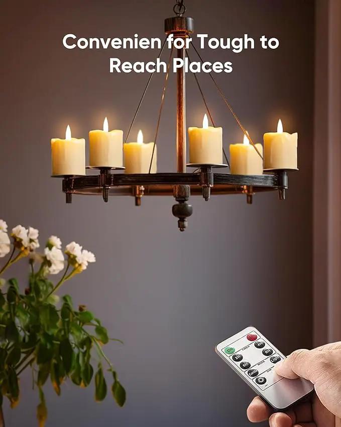 Homemory 2" x 2" Timer Remote Control Flickering Flameless Votive Candles, Realistic Battery Operated, 6Pack 3D Wick Electric Fake for Christmas, Wedding, Home Decorations by GreenHaven Gardens