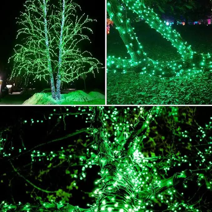 EEW 2 Pack 200 LED Solar Christmas Lights Outdoor Waterproof, Solar String Lights for Outside, Green Wire Solar Tree Light with 8 Lighting Modes for Xmas Wedding Party Garden Yard Decorations (Green) by GreenHaven Gardens