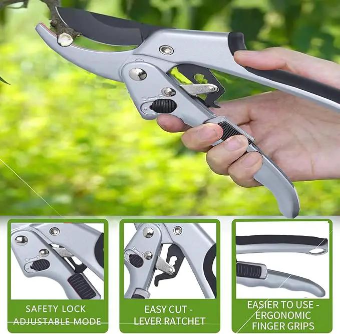 Upgraded Garden Clippers, Adjustable Germany Pruners, Work 3 Times Easier, Professional Pruning Shears, Cutting Rose, Flower, Hedge, Stem, Sharp Gardening Scissors, Arthritis Weak Hand Snips by GreenHaven Gardens