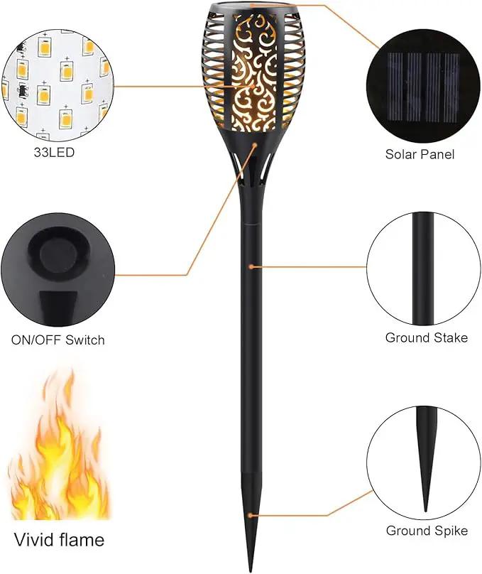 Solar Torch Lights with Flickering Flame, Fire Effect Garden Light, Auto On/Off Dust to Dawn, Outdoor Waterproof Landscape Decoration, Solar Powered Security Torch Light for Patio, 4 Pack by GreenHaven Gardens