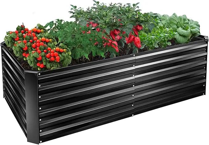 EDOSTORY Metal Raised Bed Garden Bed Kit, 6x3x2ft Tall Galvanized Planter Raised Garden Boxes Outdoor, Large Metal Raised Garden Beds for Flowers, Vegetables, Herbs by GreenHaven Gardens