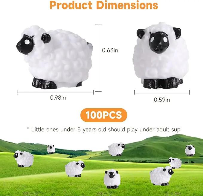 100Pcs Mini White Sheep Figurines, Miniature Resin Sheep Figurines, Mini Cute Resin White Sheep Ornaments, Little Outdoor Moss Landscape Figurines, Tiny Fairy Garden Animal Cake Toppers by GreenHaven Gardens