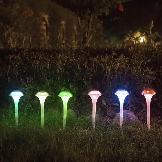 pearlstar Solar Lights Outdoor Mushroom Garden Pathway Lights LED Landscape Lighting Waterproof for Path Lawn Patio Yard Walkway Driveway, 2 Lights Effect,White&Color Changing Light(6pack) by GreenHaven Gardens