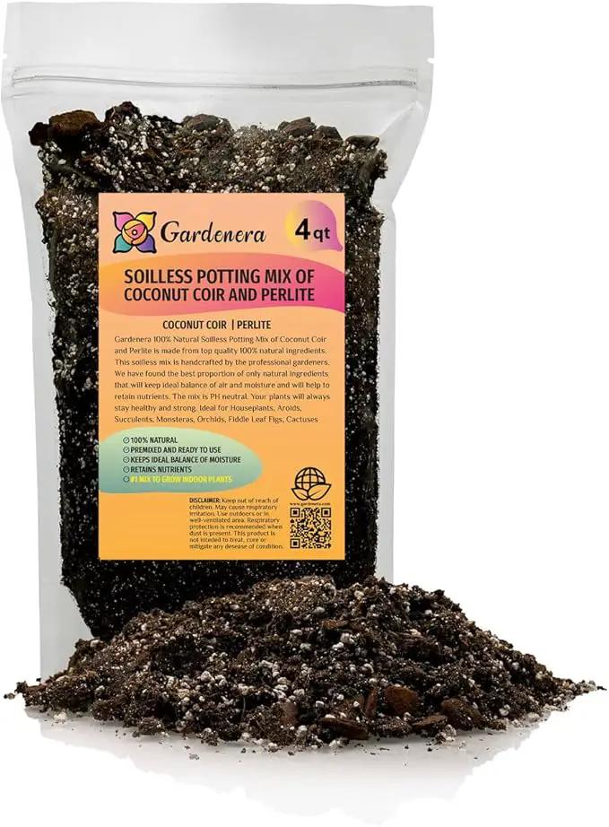Premium Coco Coir and Perlite Potting Mix, Soil for Maximum Plant Growth, Perfect for Indoor and Outdoor Container Gardens by Gardenera - 4 Quart by GreenHaven Gardens