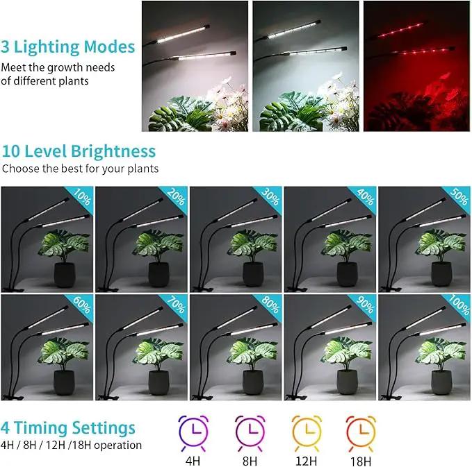 Grow Lights for Indoor Plants, 84LEDs Clip Plant Lights, Full Spectrum LED Plant Growing Lamps with FlexibleGooseneck4/8/12/18H Timer, 3 Spectral Modes, 10 Dimmable Levels (1 Pack) by GreenHaven Gardens