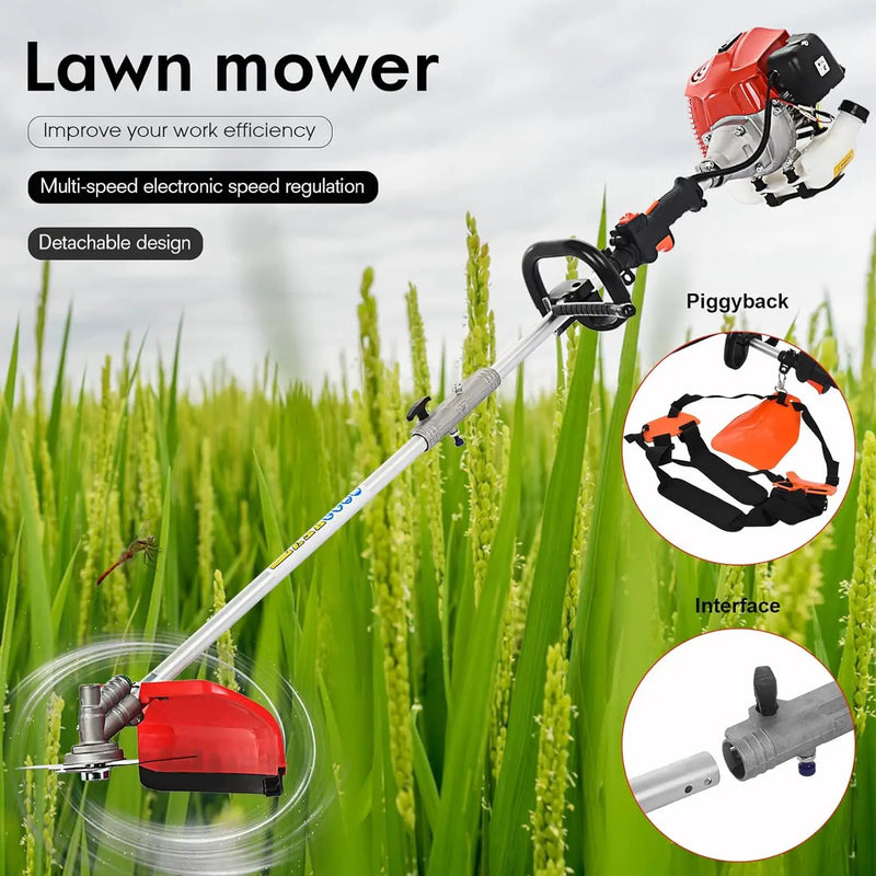 2024 New Gas Weed Wacker, 52cc 2-Stroke 5 in 1 Multi-Functional Lawn Mower Hedge Trimmer Pruners Gas Powered Brush Cutter, Weed Eater for Grass and Bush Shipping from US (Red 2) by GreenHaven Gardens