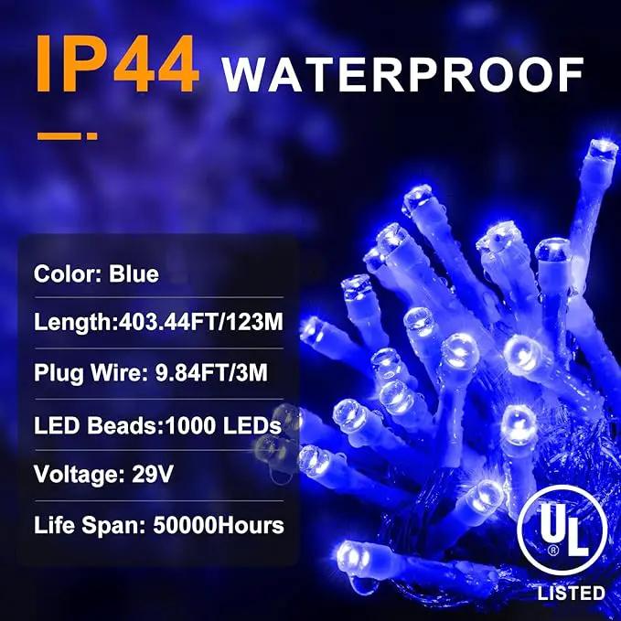 KNONEW 403ft 1000 LED String Lights Outdoor Christmas Light 8 Modes & Timer Fairy Lighting Plug in Waterproof for Xmas Yard Tree Wedding Party Holiday Decorations (Blue) by GreenHaven Gardens