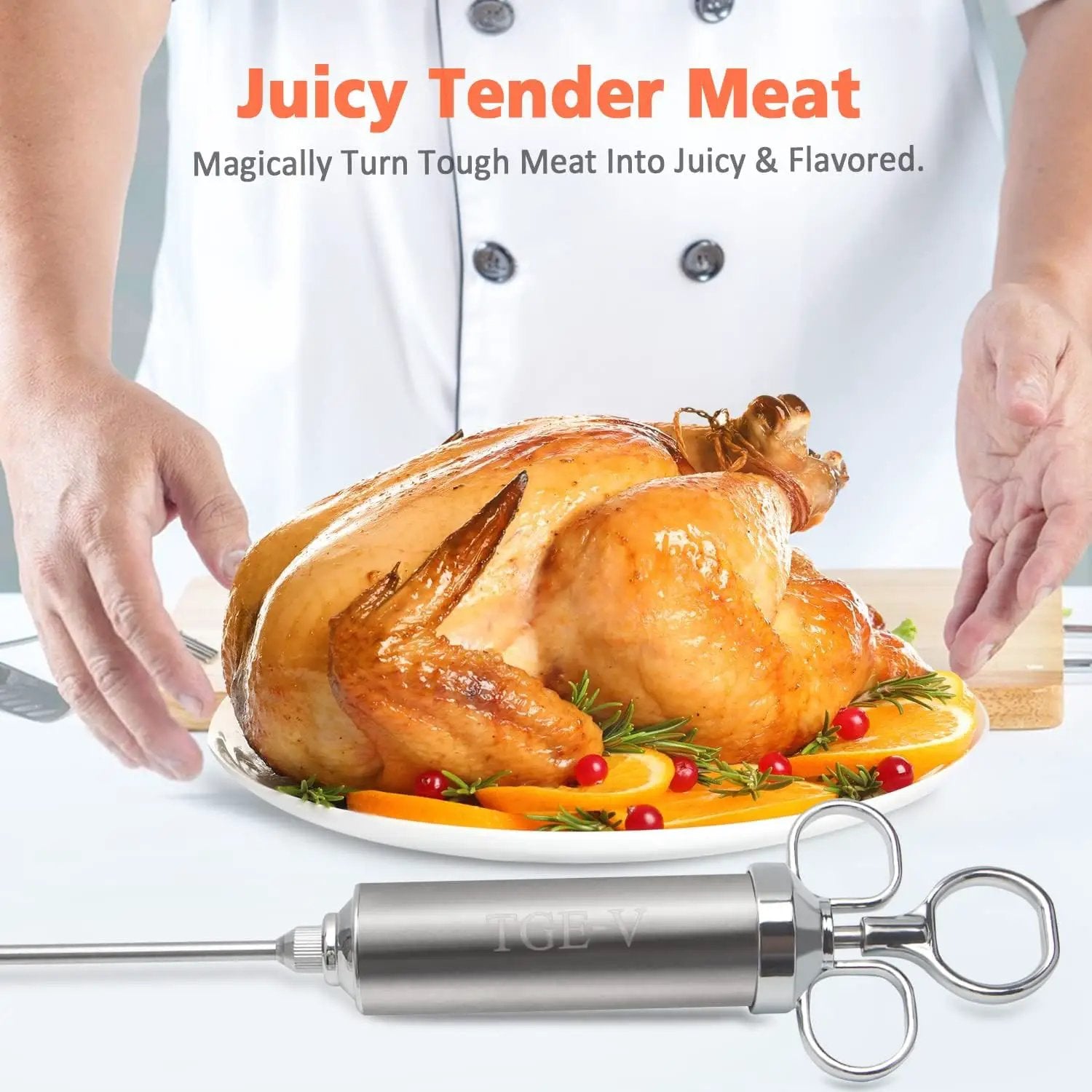 Meat Injector Syringe, Injector Marinades for Meats, Turkey, Brisket; Come with 3 Marinade Injector Needles; Meat Injectors for Smoking and BBQ, 2-OZ by GreenHaven Gardens