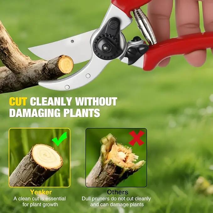 Yesker Pruning Shears Pruners for Gardening 8.5 in Professional Bypass Garden Scissors with Sharp SK5 Steel Blade Heavy Duty Hand Garden Shears Clippers for Branch Flower Plant Trimming Cutting Tools by GreenHaven Gardens