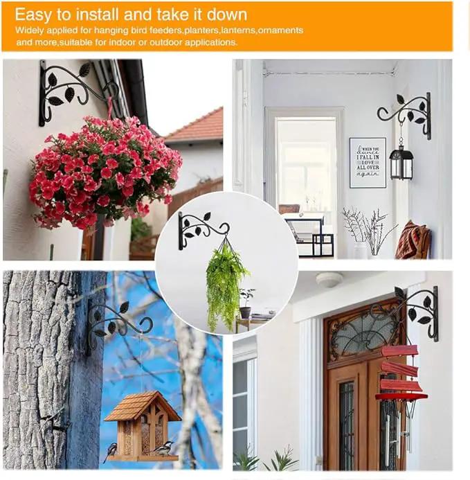 KABB 2 PCS Metal Hanging Hook Plants Brackets, 12 Inch Iron Wall Mount Bracket Durable Rust-Resistant Plant Hanger Hook for Hanging Plants Bird Feeder Wind Chimes Lantern by GreenHaven Gardens