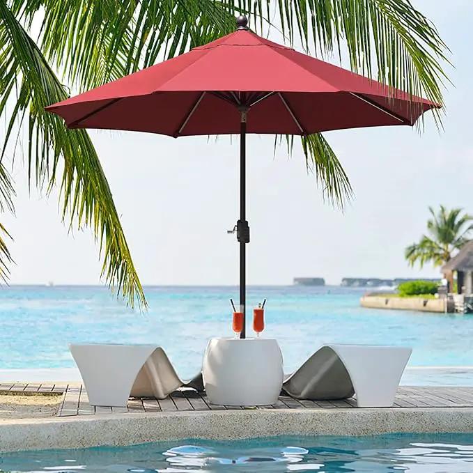 EliteShade USA 10-Year-Non-Fading 9Ft Market Umbrella Patio Umbrella Outdoor Table Umbrella with Ventilation, Burgundy by GreenHaven Gardens