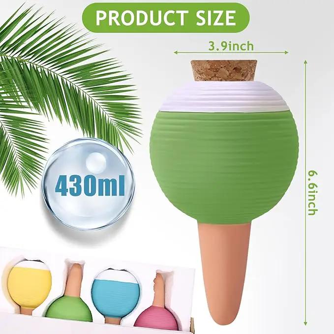 4PCS Plant Watering Globes, Large Terracotta Automatic Watering Stake Devices with Wooden Stopper for Pots, Planters, Indoor, Outdoor by GreenHaven Gardens