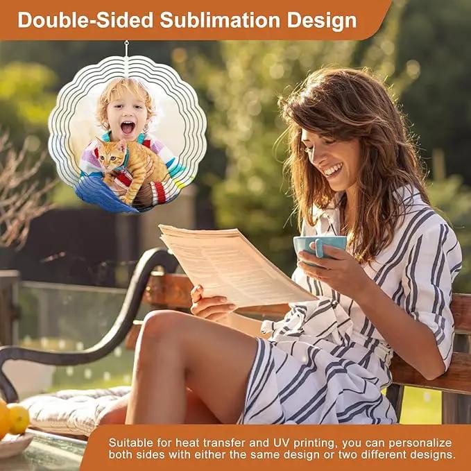 Remiawy Sublimation Wind Spinner Blanks, 8 Inch 5 Pack 3D Aluminum Metal Hanging Wind Spinners Sublimation Blanks Kinetic Sculpture DIY Crafts for Yard Garden Indoor Outdoor Porch Decoration Round by GreenHaven Gardens