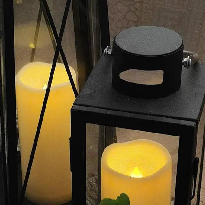 CANDLE CHOICE Waterproof Outdoor Battery Operated Flameless Candles with Remote Timer Plastic Realistic Flickering Fake Electric LED Pillars Lantern Garden Wedding Christmas Decorations 3”x5” 6 Pack by GreenHaven Gardens