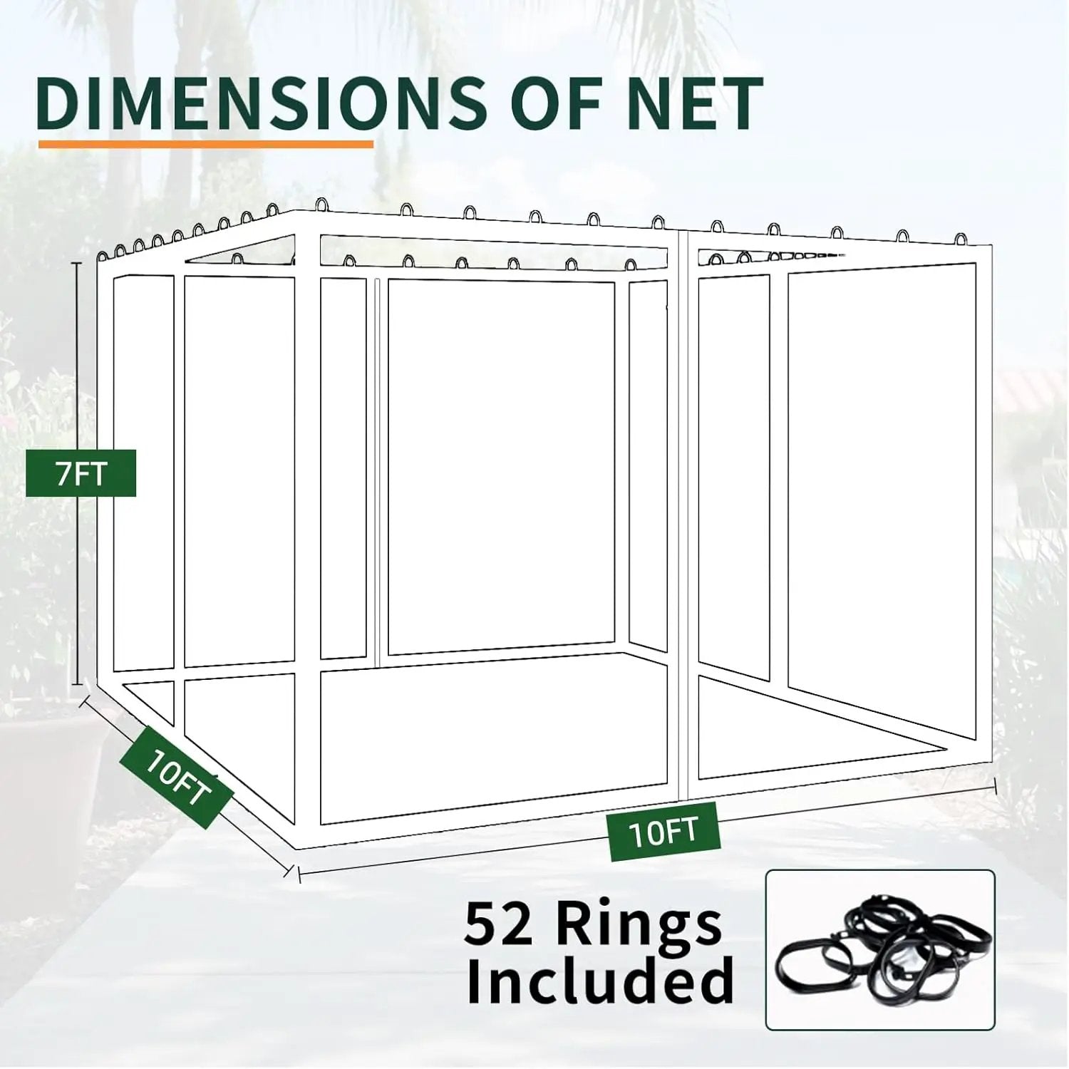 Replacement Gazebo Mosquito Netting 10' x 10',Universal Netting for Canopy Tent,4-Panel with Zipper for Outdoor Patio,Backyard (Mosquito Net Only,Black) by GreenHaven Gardens