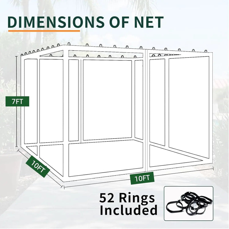 Replacement Gazebo Mosquito Netting 10' x 10',Universal Netting for Canopy Tent,4-Panel with Zipper for Outdoor Patio,Backyard (Mosquito Net Only,Black) by GreenHaven Gardens