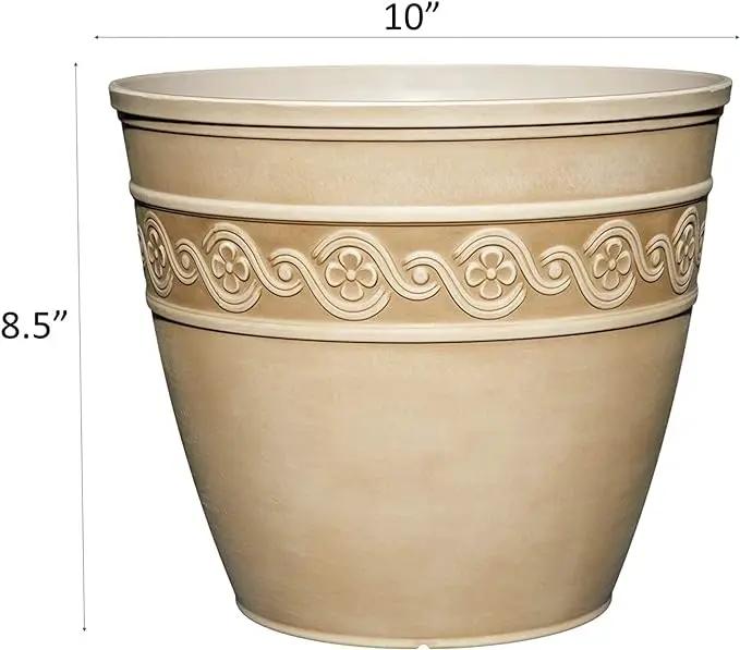 Classic Home and Garden Corinthian Resin Flower Pot Planter, Desert Tan, 10" by GreenHaven Gardens