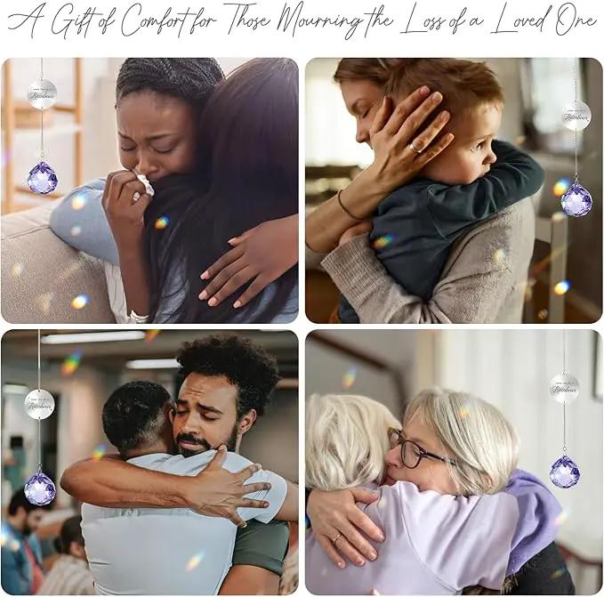 Memorial Gifts for Loss of Loved One, Unique Sympathy Idea, Purple Crystal Ball Grief Suncatcher, Rainbow Bereavement Box for Mom Dad Husband Son Daughter by GreenHaven Gardens