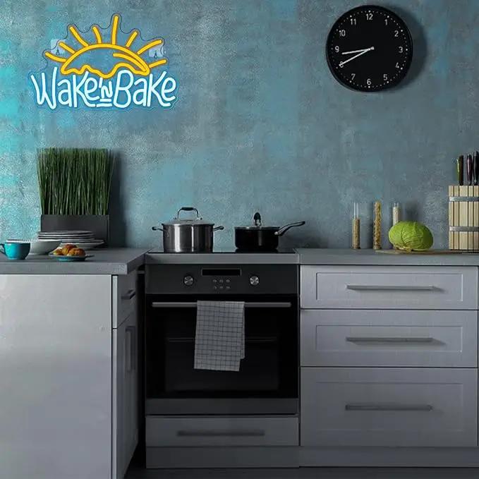 WLHOPE Wake in Bake Neon Signs Yellow Blue LED Neon Signs for Wall Decor, USB Fried Eggs Neon Light Letter Bakeing Neon Sign for Bedroom Home Kitchen Cake Baking Shops Cafes Birthday Party by GreenHaven Gardens