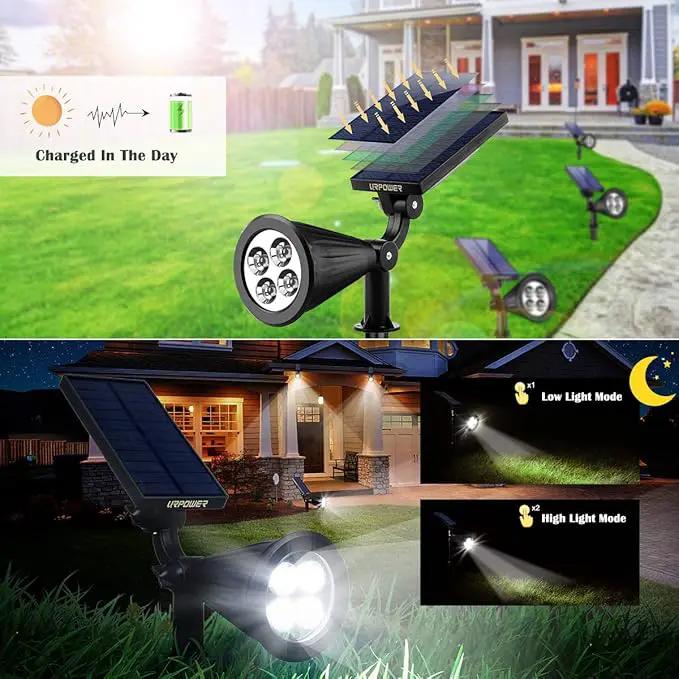 URPOWER Solar Lights Outdoor, Adjustable Solar Spot Lights Outdoor, 2-in-1 Waterproof Solar Landscape Spotlights Wall Light, Dusk-to-Dawn Solar Powered Outdoor Light for Garden, Yard, Pathway (2 Pack) by GreenHaven Gardens