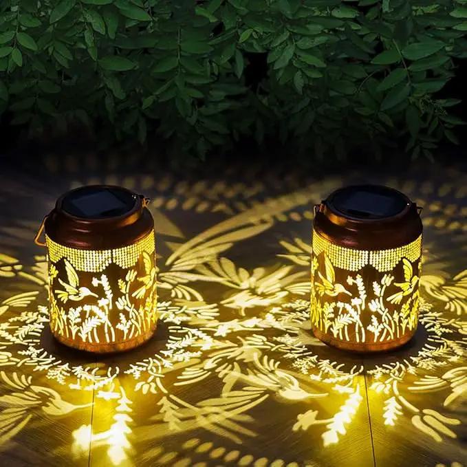 2 Pack Hummingbird Solar Lanterns Outdoor Waterproof LED 6.9" Metal Hanging Solar Lights Outdoor Hummingbird Decorative Lanterns for Patio,Garden,Pathway,Lawn Yard Birthday Gifts for Women Mom by GreenHaven Gardens
