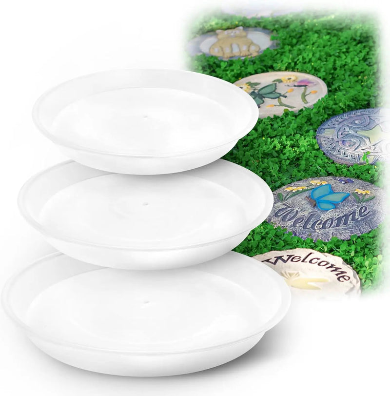 U0U 3 Size Round Stepping Stone Mold,10" 11.4" 12.6" Cement Molds for Concrete,White Plastic Concrete Molds for Casting Garden Pathmate Pavement Precast and Forms Walkway by GreenHaven Gardens