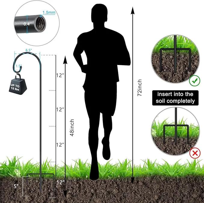 FEED GARDEN Adjustable 48 Inch Small Shepherd Hooks for Outdoor, Garden Hooks for Lanterns, Shepard Hooks for Hanging Plants, Bird Feeders, Solar Lights, Mason Jars, Weddings Decor,2 Pack by GreenHaven Gardens