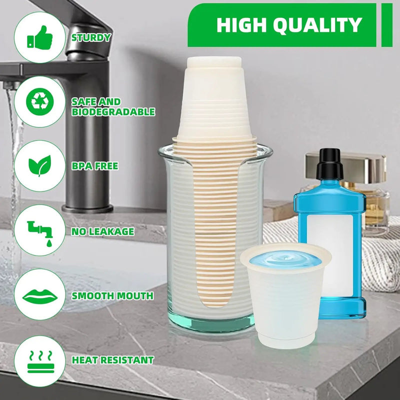 3 oz Compostable Disposable Bathroom Mouthwash&Rinse Cups,100pcs Small Snack Cups for Kids,Mini Drinking Cups for Party,Office, Picnic, BBQ by GreenHaven Gardens