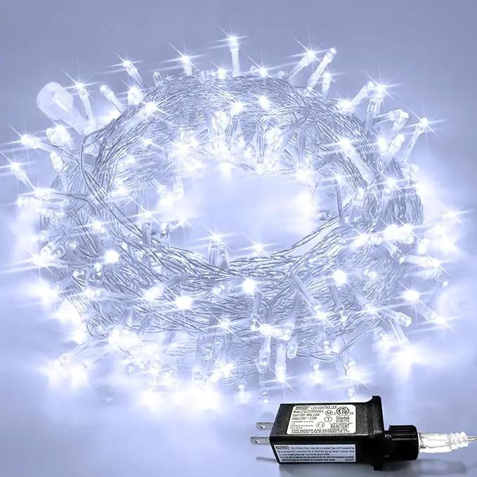 JMEXSUSS 33ft 100 LED White Christmas Lights, 8 Modes Connectable Clear Wire Twinkle Fairy String Lights Indoor, Plug-in Christmas String Lights Outdoor Waterproof for Christmas Wedding Party Tree by GreenHaven Gardens