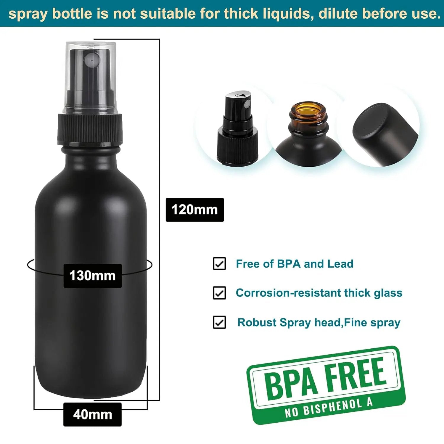 Frosted Black Glass Small Spray Bottle 2 oz 24 Packs,Fine Mist Sprayer Small Clear Bottles,Refillable Containers mini spray bottles for Cleaning Solutions and Skin Care (Frosted Black 24pcs) by GreenHaven Gardens