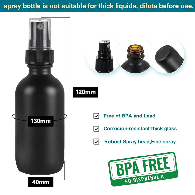 Frosted Black Glass Small Spray Bottle 2 oz 48 Packs,Fine Mist Sprayer Small Clear Bottles,Refillable Containers mini spray bottles for Cleaning Solutions and Skin Care (Frosted Black 48pcs) by GreenHaven Gardens