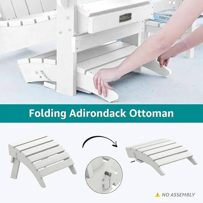 SERWALL Folding Adirondack Ottoman, White by GreenHaven Gardens