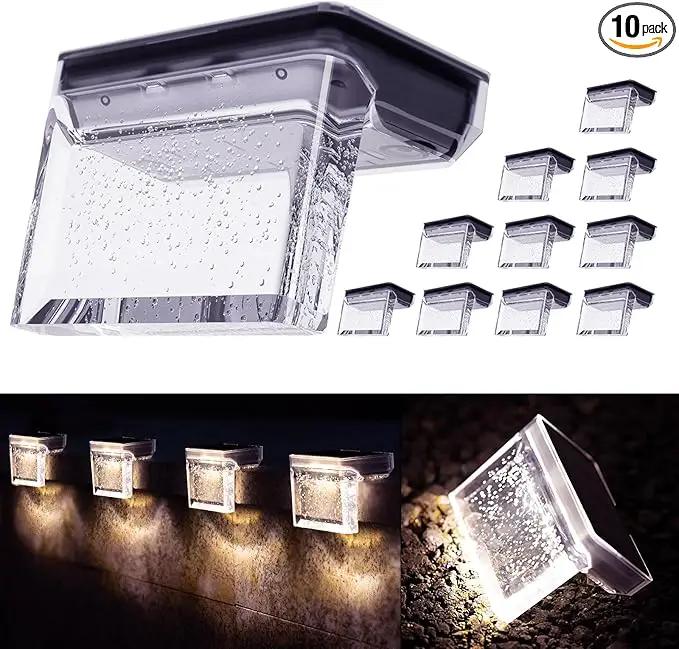 Solar Deck Lights Outdoor 10Pack LED Step Fence Patio Wall Lights Garden Pathway Decoration Lighting (Warm White) by GreenHaven Gardens