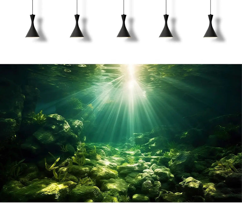 Underwater Sunray Aquarium Background Deep Ocean Rock Cave Fish Tank Background Under The Sea Coral Reef Aquarium Backgrounds Ocean Floor Tropical Fish Terrarium Backgrounds 72x24in by GreenHaven Gardens