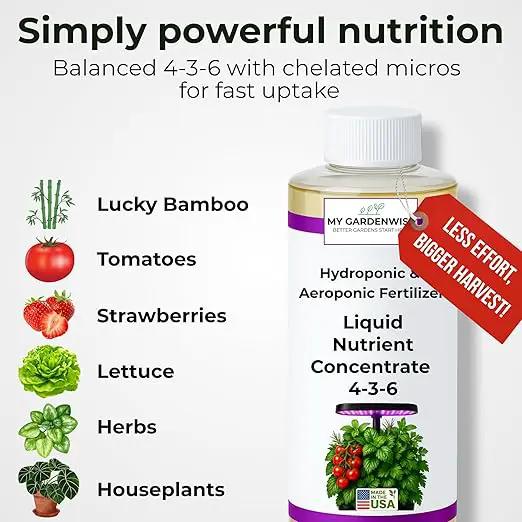 Liquid Plant Food – Hydroponics Nutrients for Indoor House Plants, Tomato, Strawberry, Lucky Bamboo, Lettuce, Vegetable Garden & Herbs – Aero Nutrients Liquid Fertilizer for All Growing Systems (16oz) by GreenHaven Gardens