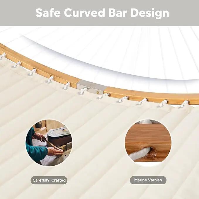 SUNCREAT Hammocks for Outside with Stand Included, Double Hammock with Curved Spreader Bar, Carrying Bag, Beige by GreenHaven Gardens