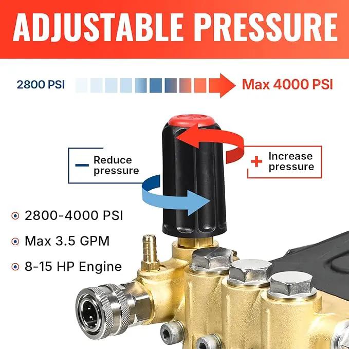 YAMATIC Horizontal Triplex Plunger Pressure Washer Pump 1" Shaft 4000 PSI 3.5 GPM, Replacement for Simpson AAA 90034, 90039,90038, Honda GX340, GX390, GX270 for Industrial Gas Powered Washers by GreenHaven Gardens