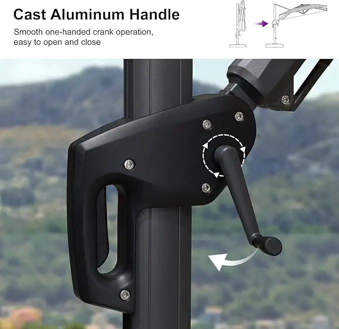 PURPLE LEAF 9' X 12' Right-left Tilt Patio Umbrella with Base Outdoor Cantilever Swivel Rectangle Umbrella Aluminum Offset Umbrella with 360-degree Rotation for Garden Deck Pool Patio Grey by GreenHaven Gardens
