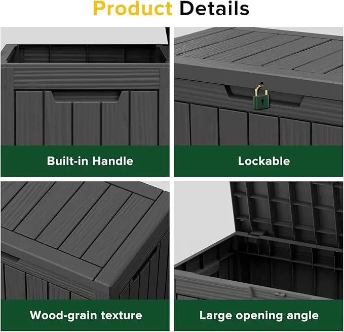 45 Gallon Outdoor Storage Box – Waterproof Deck Box for Garden & Patio,Black by GreenHaven Gardens