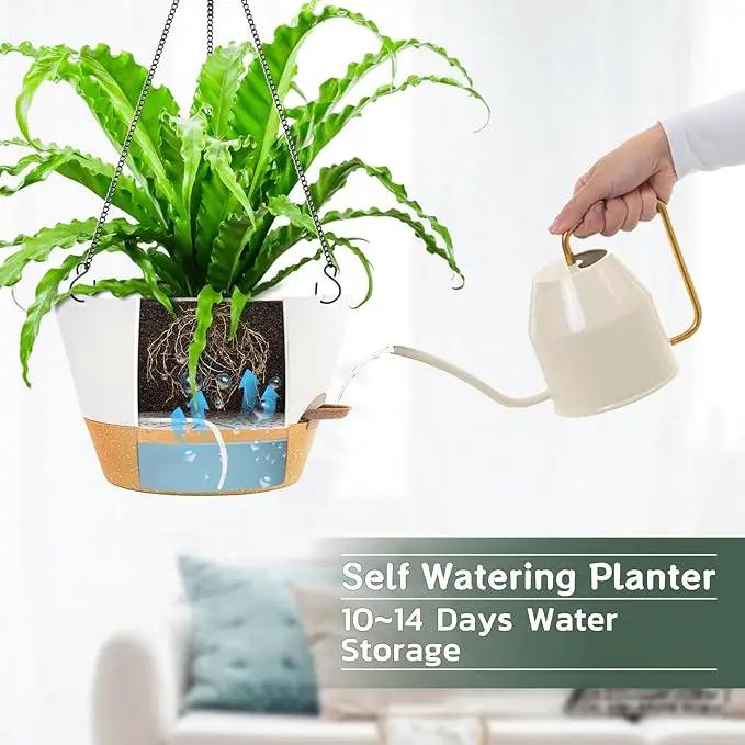 ZMTECH 12 Inch Hanging Planters for Outdoor, 2 Pack Self Watering Pots for Indoor Plants, Large Hanging Baskets for Plants Outdoor with Visual Reservoir and Drainage Hole(White) by GreenHaven Gardens